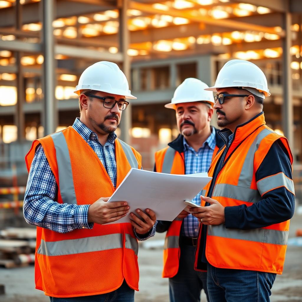 Project managers reviewing plans on a jobsite